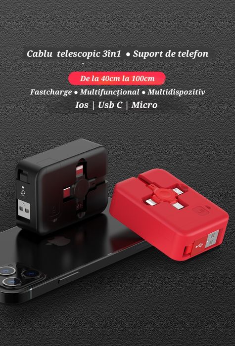 Cabluri Fastcharge+Date 3în1: IOS/USBC/USB. Diferite modele.