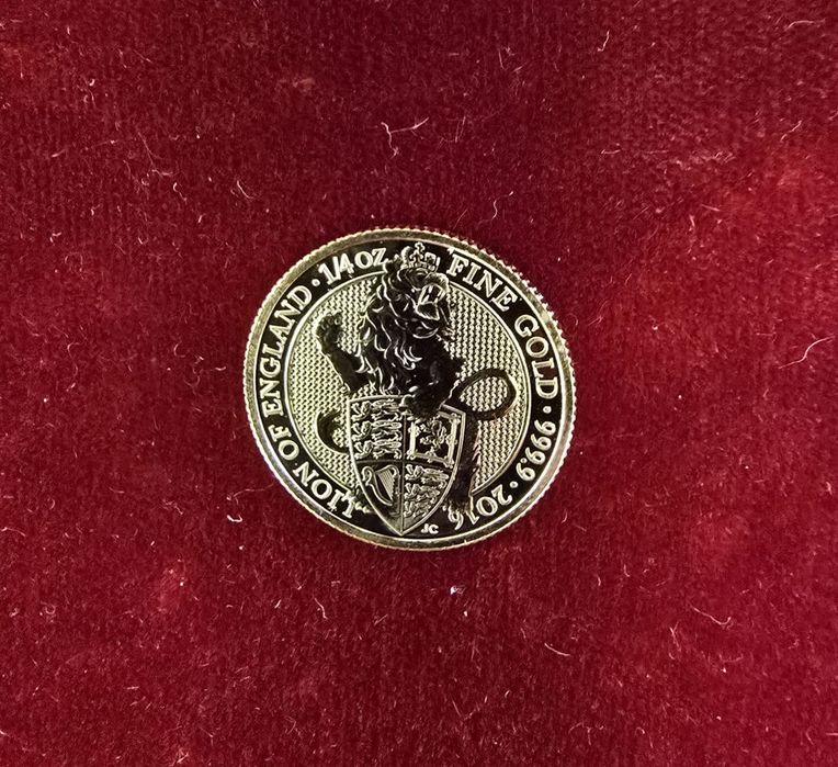 Moneda aur  2016 Lion of England 1/4 Oz Queen’s Beasts monedă aur 24k