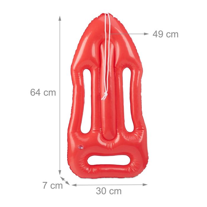 Colac de salvare gonflabil rosu cu snur pentru umar 30 x 64 cm