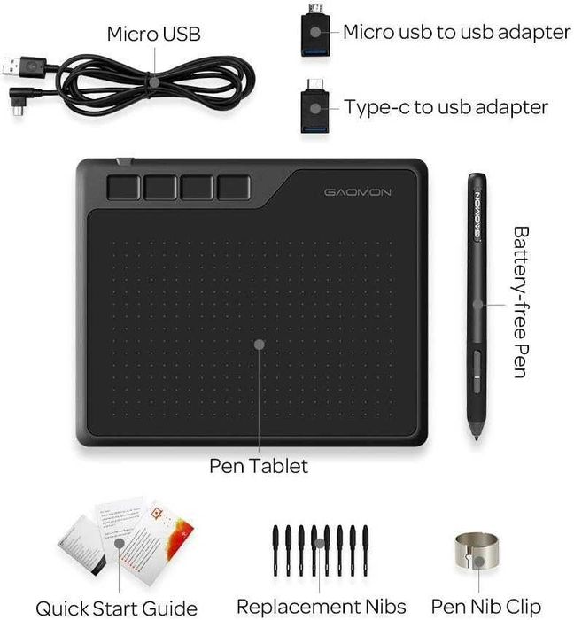 GAOMON S620  Графичен таблет за дигитално рисуване/ 2D 3D анимация/