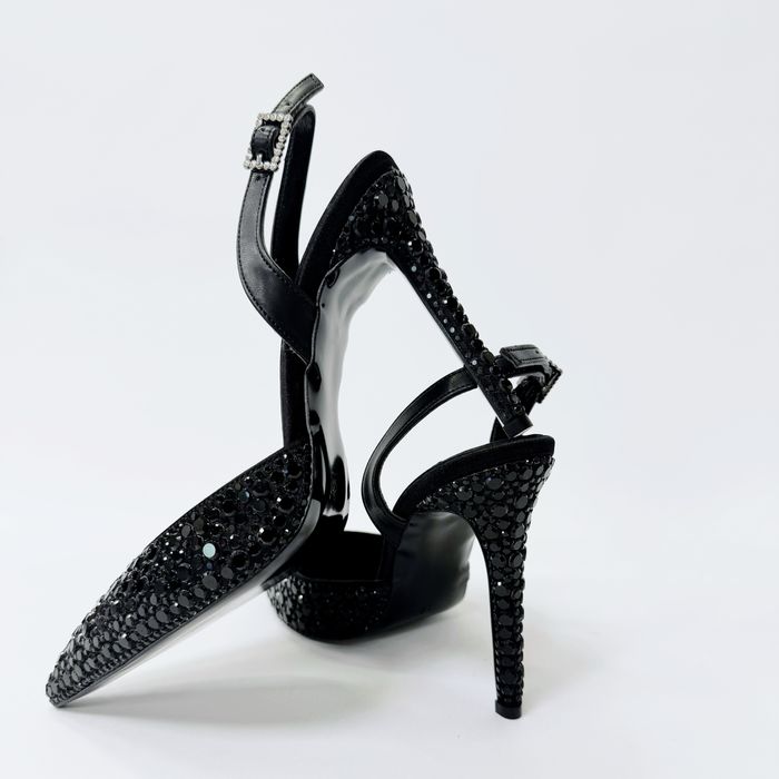 Дамски елегантни обувки на висок ток с камъни