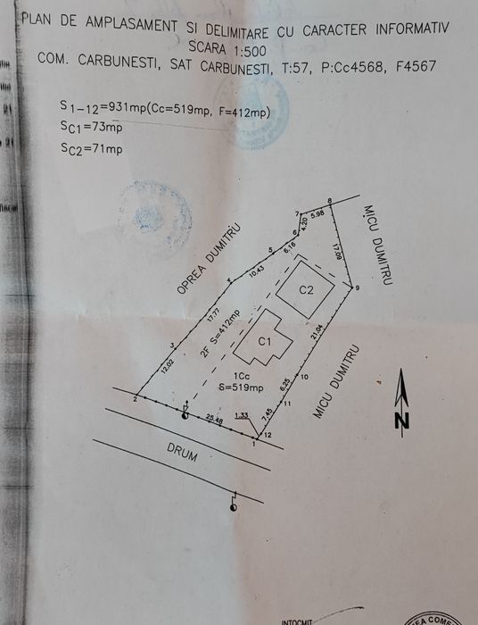 Casa cu etaj si teren  - vanzare sau inchiriere com. Carbunesti