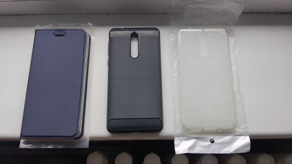 Husa NOKIA 8 TA-1004, TA-1012, TA-1052 tip carte albastru -silicon-gri