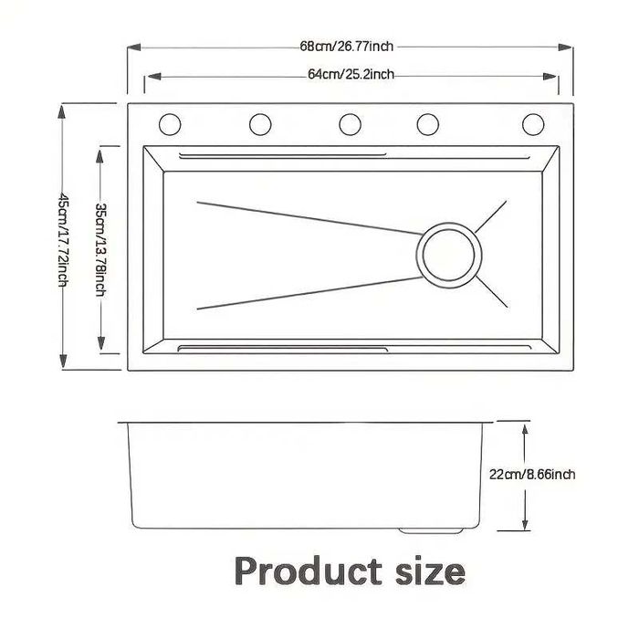 Голяма Кухненска мивка с много функции и аксесоари 68 х 46см Сива