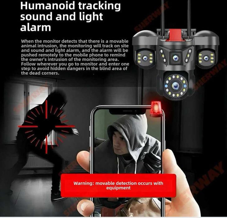 Camera Supraveghere Smart cu 4 camere active WiFi 20MP / ZOOM 16X