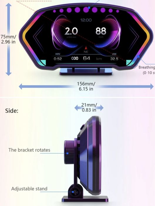 Монитор OBD, GPS, бортовая диагностика.