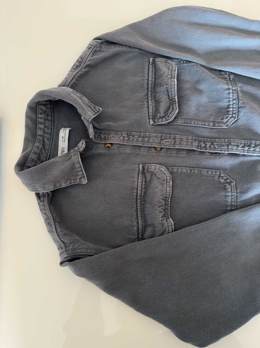 Дънкова връхна риза ZARA / сива / момче / 146 см