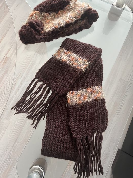 Ръчно плетени шал, шапка и лента + ПОДАРЪК 8 шалчета