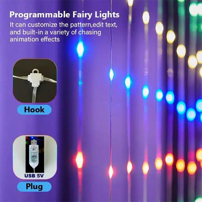 Интелигентна коледна завеса RGB, iDeal Led App, USB