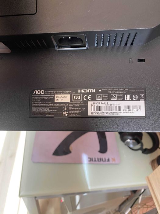 Гейминг монитор AOC - 25G3ZM/BK, 24.5'', 240Hz, 1ms, Freesync