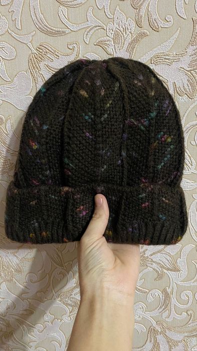 Зимняя вязаная шапка с флисовой подкладкой