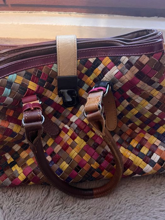 Geantă piele NATURALA multicolora MENHARD