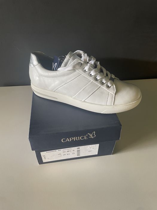 Sneakers piele damă CAPRICE White Nappa • Mărimea 38.5 • Noi în cutie