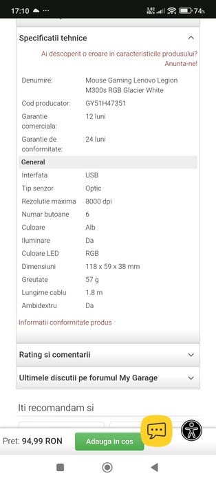 Set Mouse Lenovo LEGION gaming PLUS Mouse pad RGB Noi