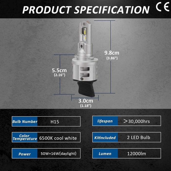 Lumini de zi H15 LED - DRL-D-Lumina 50W +16W lumina de zi-CANBUS 100w