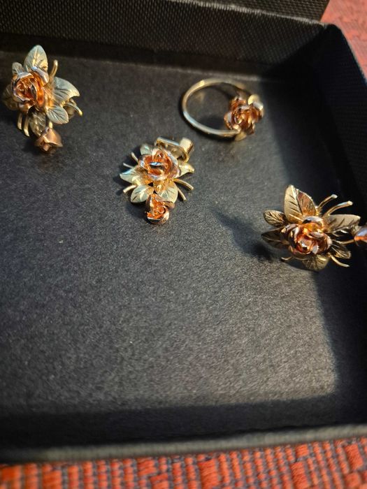 Set 4 bucati ( inel,cercei,pandativ) aur 14 K