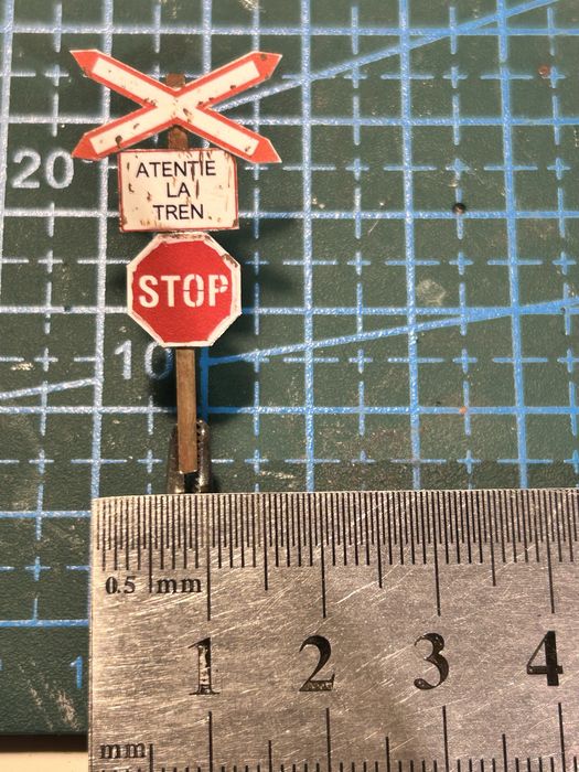 Macheta Stâlp indicator Trecere Cale Ferata scara 1:87