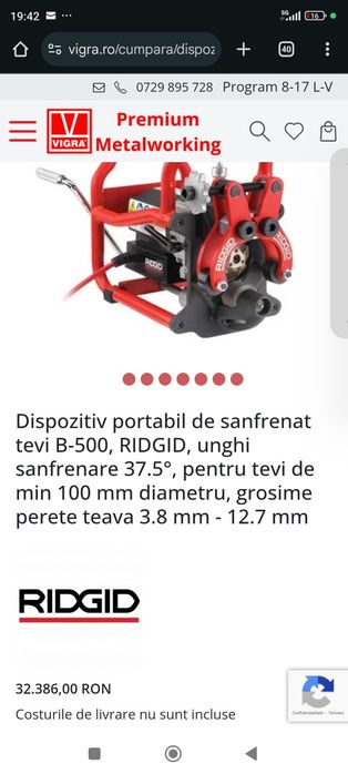 Ridgid B 500 dispozitiv de sanfrenat teava