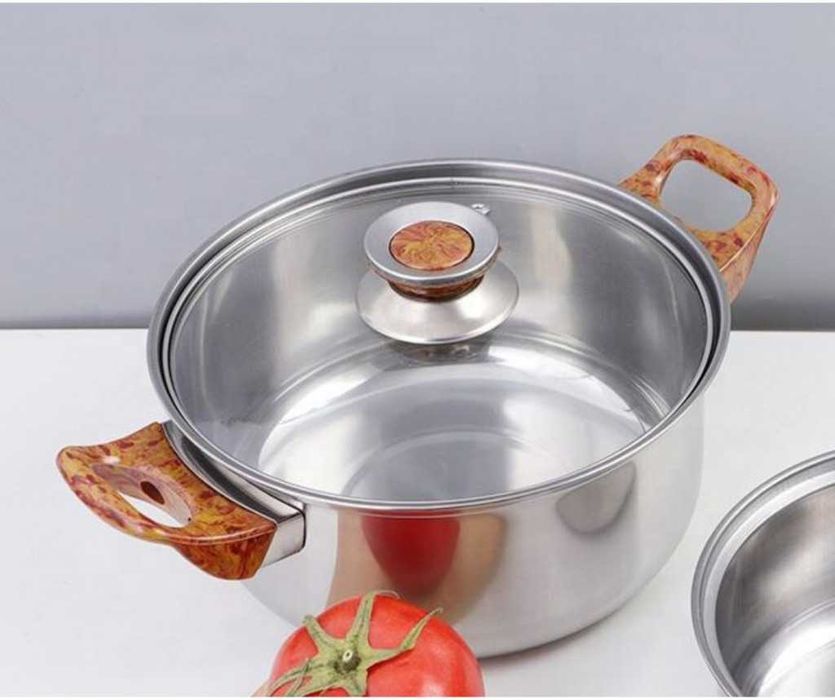 Кухненски комплект за готвене с охлаждащи дръжки, 12 части, Тигани