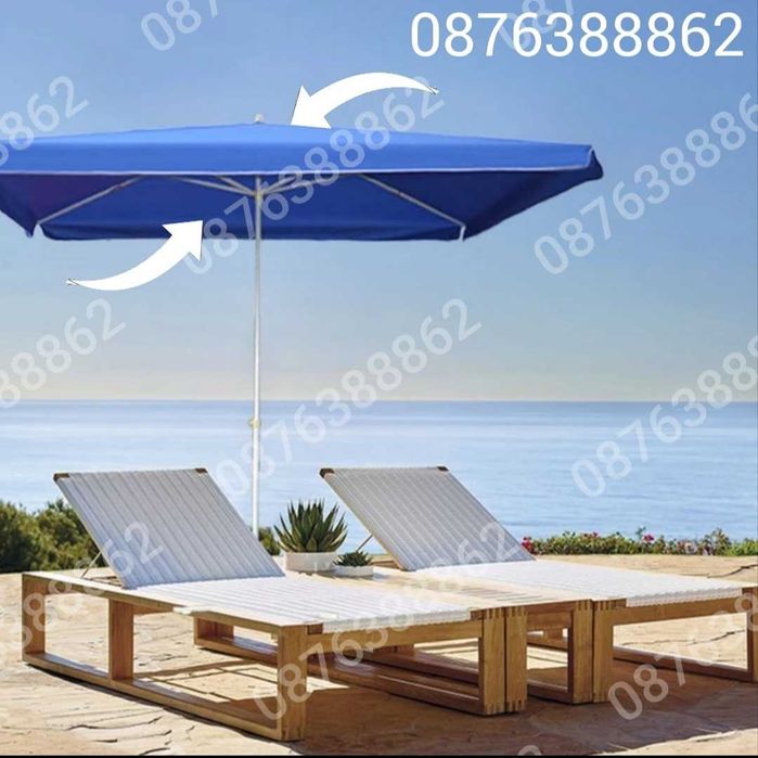 Голям квадратен чадър 230см.х230см., с клапа за стабилност при вятър