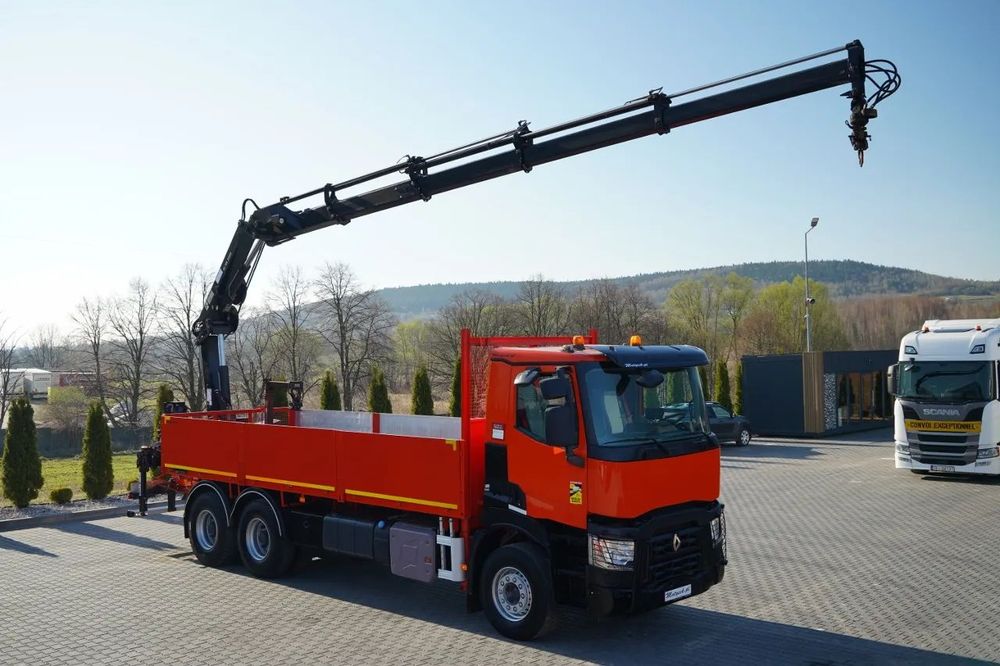 Renault C 430 / 6x4 / LIVRARE 6.7 M + CUPTOR HIAB 166 ES-4 / EXTENSIE 12.5 M / RADIOCOMANDĂ / FURCĂ / ROTATOARE
