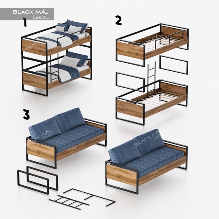 Двухъярусная Металл Кровать KINGS, Loft krovat металл крават калават