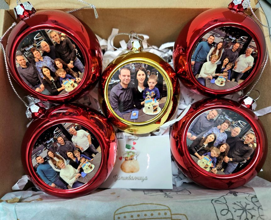 Коледна топка висулка за елха със снимка