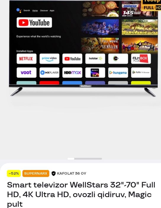 : Smart Televizor WellStars Full HD / 4K Ultra HD + Magic Pult