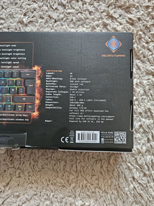 Мини Клавиатура deltaco gaming RGB