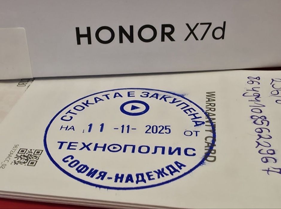 ЧИСТО НОВ 256GB Honor X7d Гаранция Технополис 2027г. Desert Gold