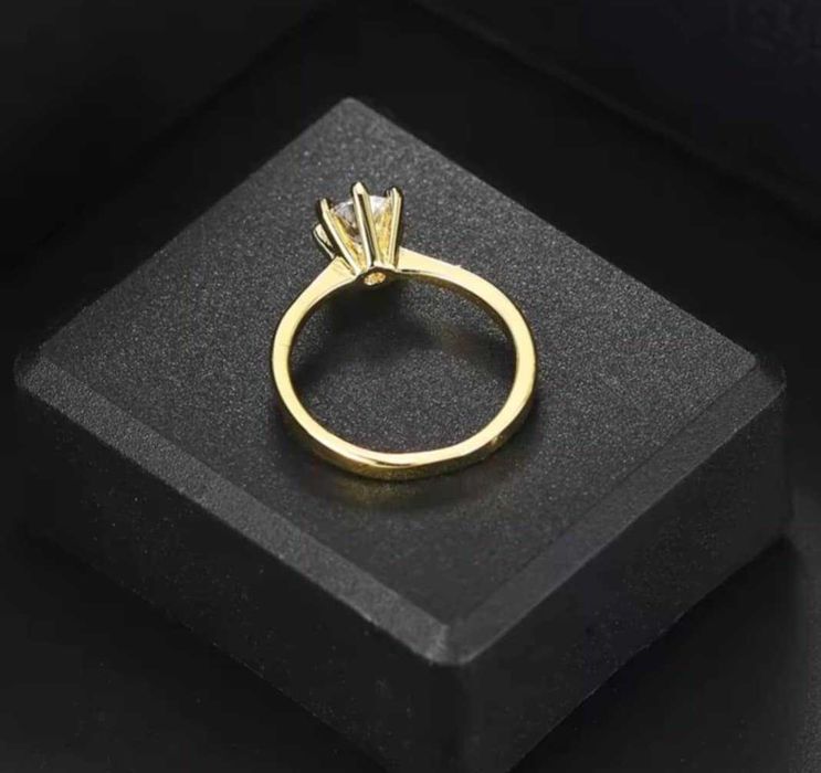 GR105, inel placat aur 14k, model logodna, zirconiu alb, clasic