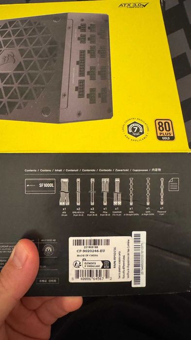 Surse Corsair Sf1000L PSU 1000 watt 80+ Gold certified SFX-L format cu toate cablurile