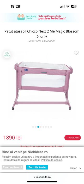 Pătuț Chicco Next Me, impecabil!!!