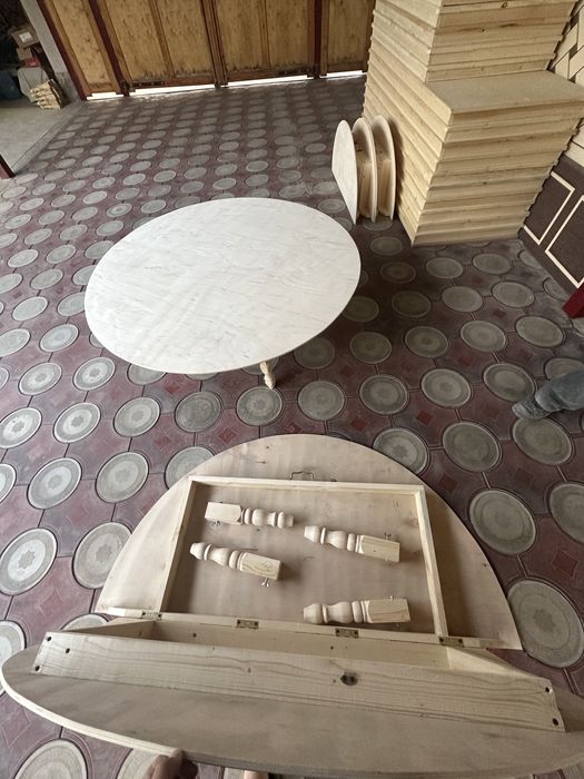 Жер столдар. Қазакша стол. Домалақ стол. Чемодан стол.