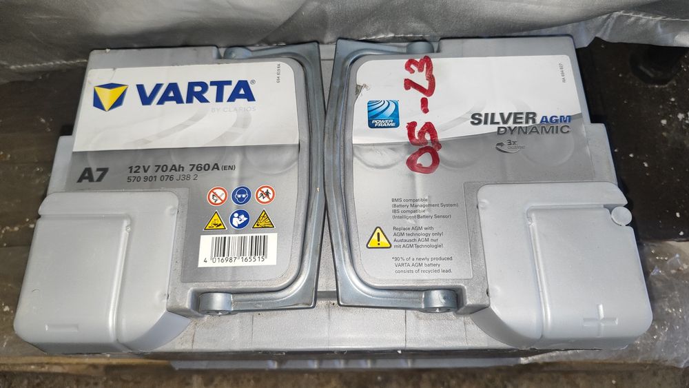 Акумулатор AGM Varta Sylver Dynamic 70 Ah, 760 A стартов ток - на 2 години, много добро състояние.