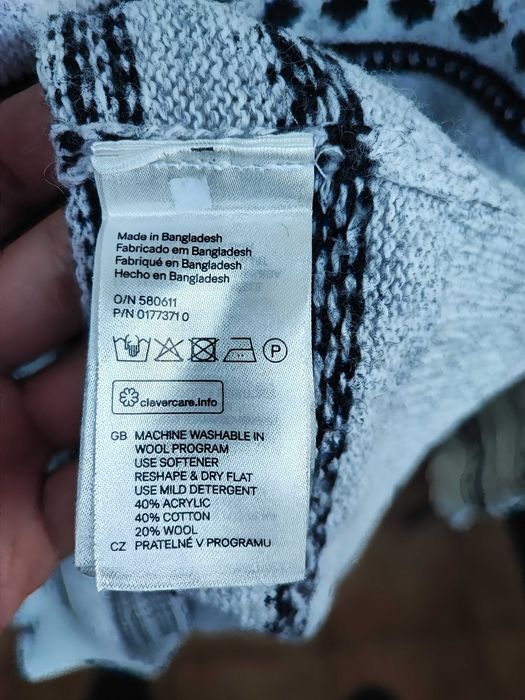 Pulover H&M Divided tricot, gri-negru, mix lana+bumbac, mărimea M