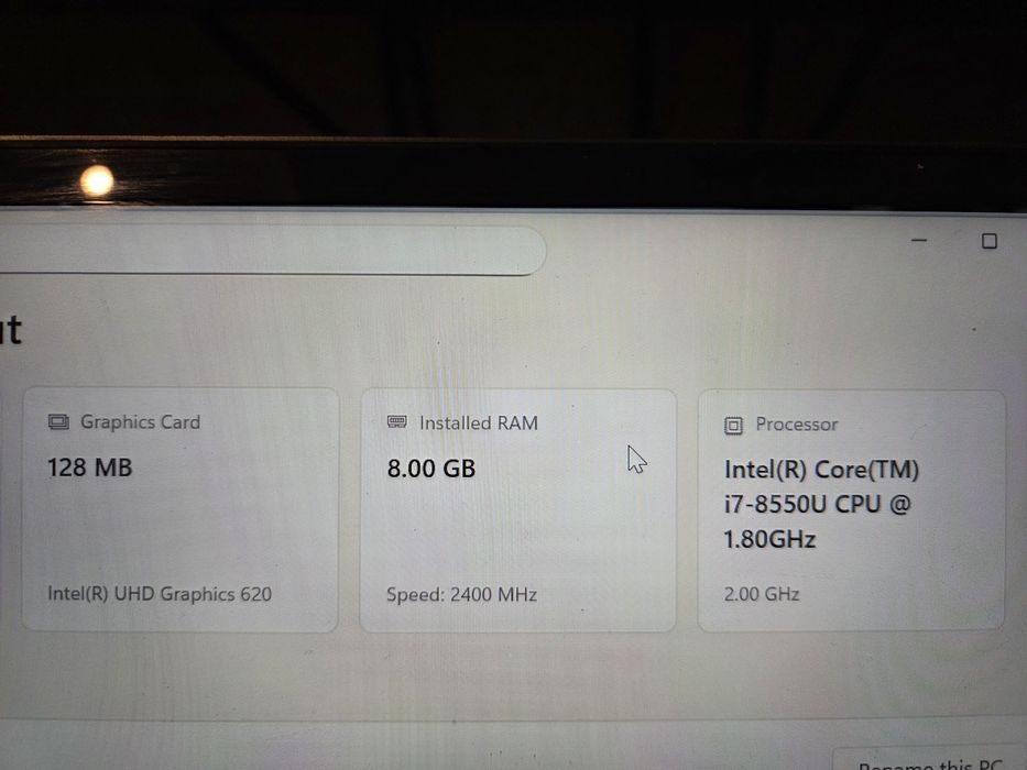 I7 8550U 8GB DDR4