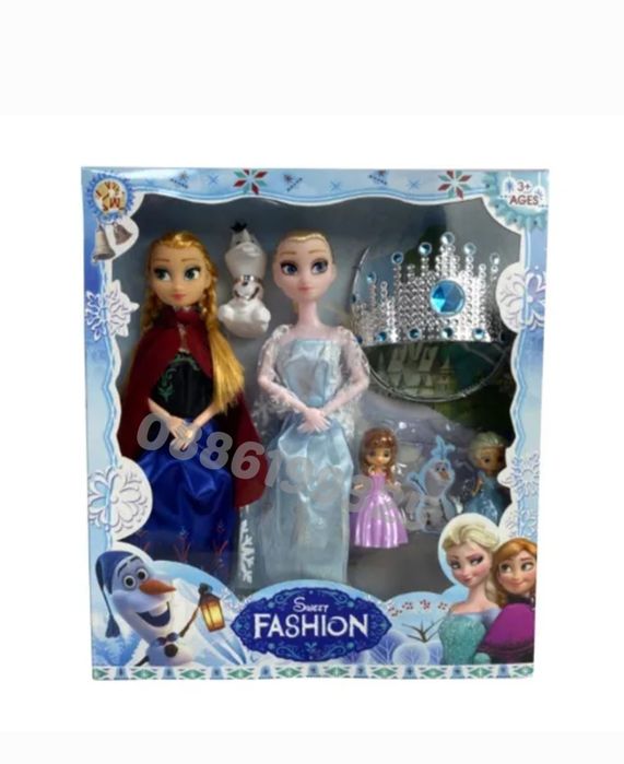 Голям Комплект кукли Елза и Анна с Олаф, 4бр кукли + Олаф Frozen