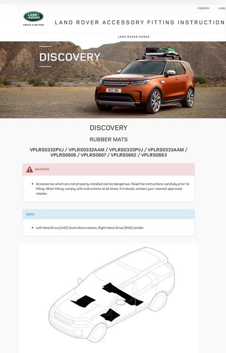 Чисто нови оригинални гумени стелки за Land Rover Discovery 5