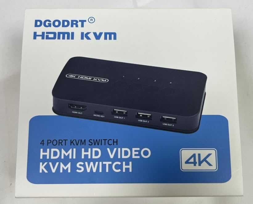Switch KVM HDMI 4K,USB 4 PC port 1 monitor 4K-30Hz 3 dispozitive USB