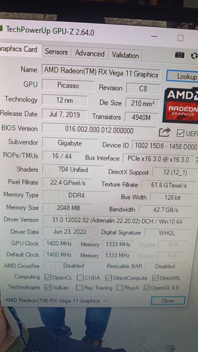 Calculator unitate gaming AMD Ryzen 5 3400g 16g ram ssd hdd RX Vega 11
