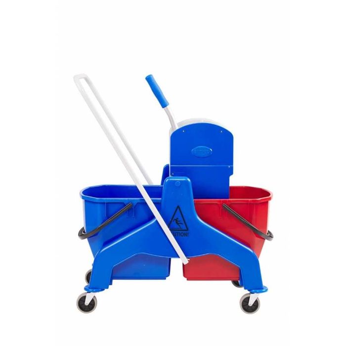 Тележка двухведерная с пластик прессом серая 25л