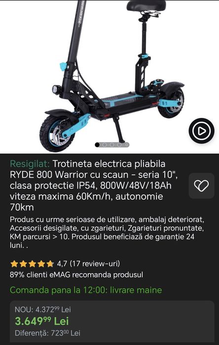 Trotineta Ride 800 worrior