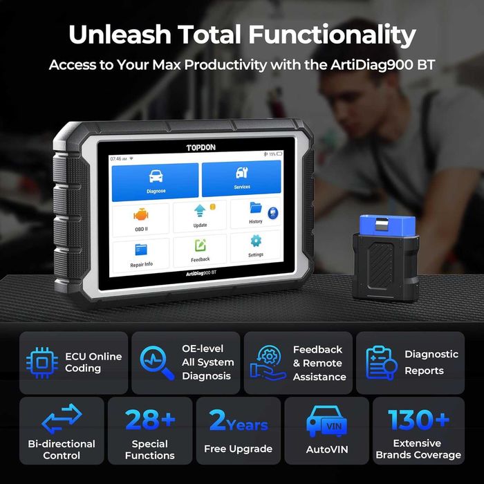 Професионална автодиагностика Topdon AD900 BT кодиране 28 ресет функци