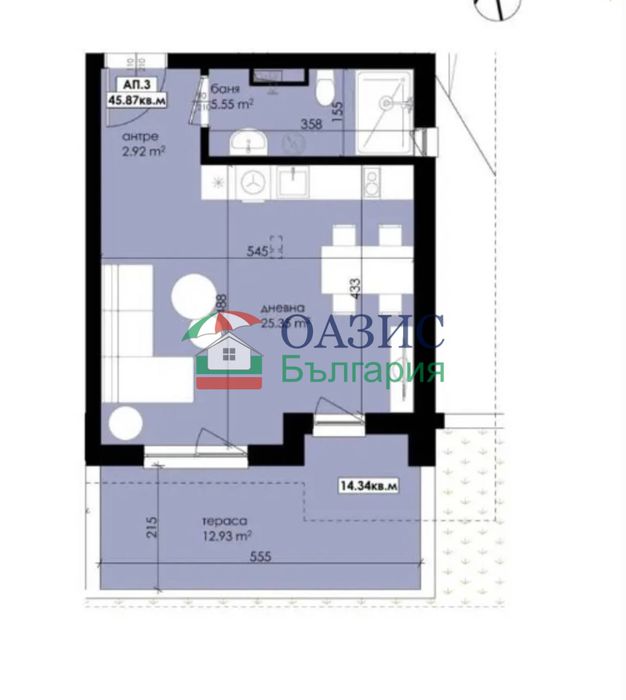 Studio on the 1st floor,Antique 13,Sozopol, region.Burgas- 62.66 sq.m.,