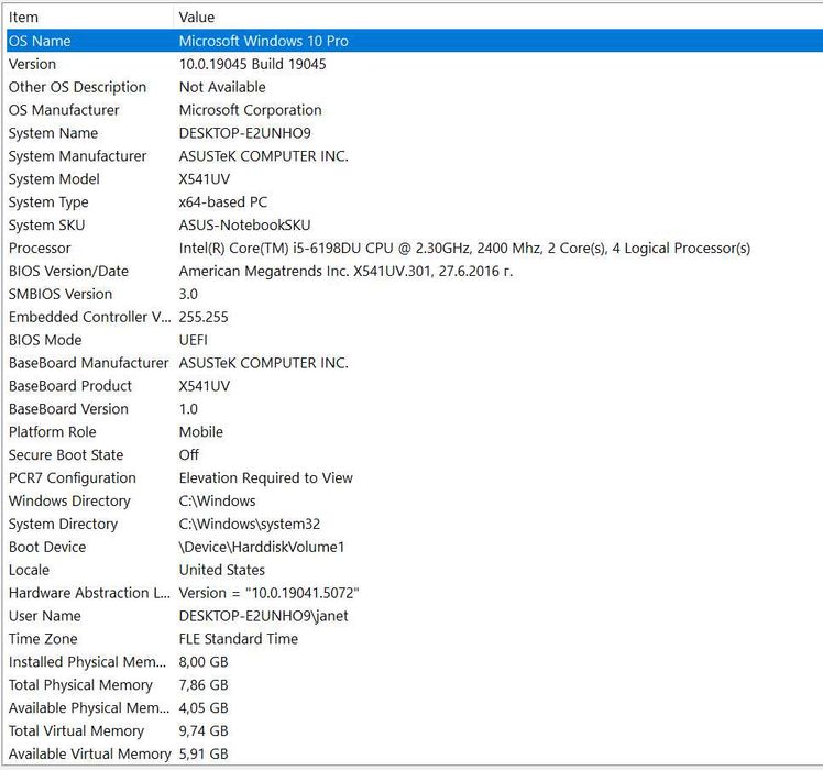 ASUS X541UV i5 / 8GB RAM / 250GB SSD + 1TB HDD / NVIDIA 920MX