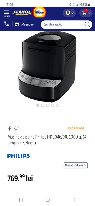 Masina de făcut paine Philips HD9046/90, 1000 g, 14 programe, Negru