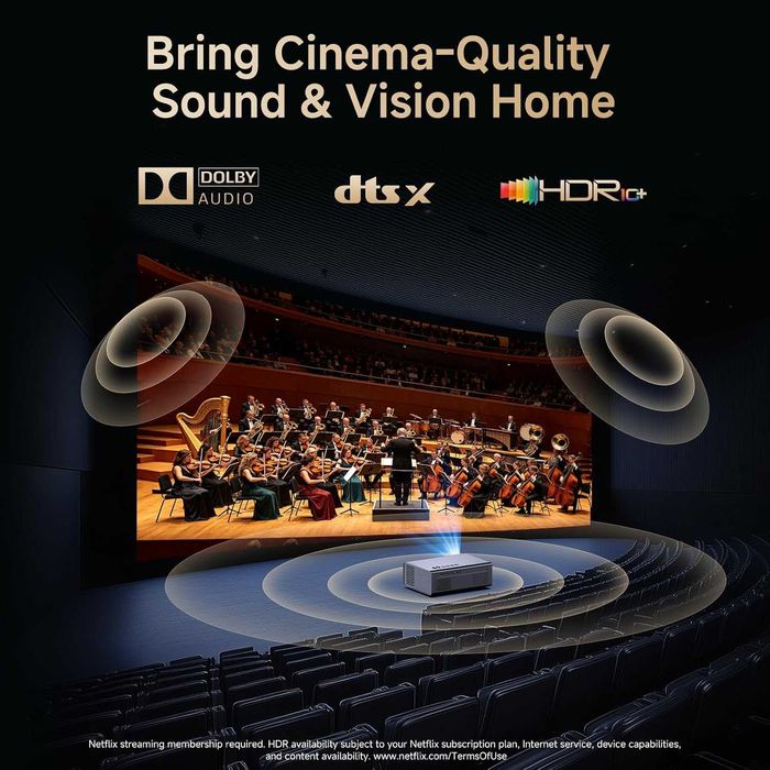 Proiector 4K Kogata GC357 , sunet de cinema, Wifi 6, Bluetooth, multicolor