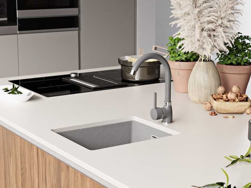 Гранитна Кухненска Мивка за Вграждане под Плот Лондон 40 - Сива