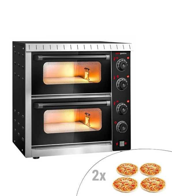 Cuptor electric mini pentru pizza – 4+4 x 20 cm – cu acționare manuală